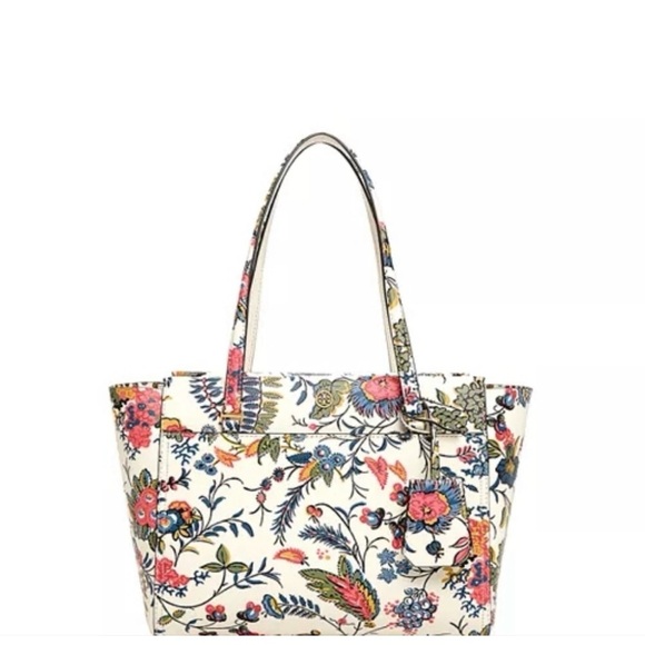 Tory Burch Handbags - Tory Burch Parker Small Floral Tote - Cream and Multicolor EUC